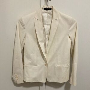 Theory One-Button Cotton Woman’s Blazer in Rice. Size 00. Made in USA.